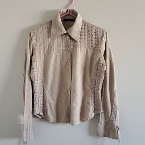 Vintage Blu Label Assymetric Cowgirl Boho Country Blouse Button Down Shirt Sz M